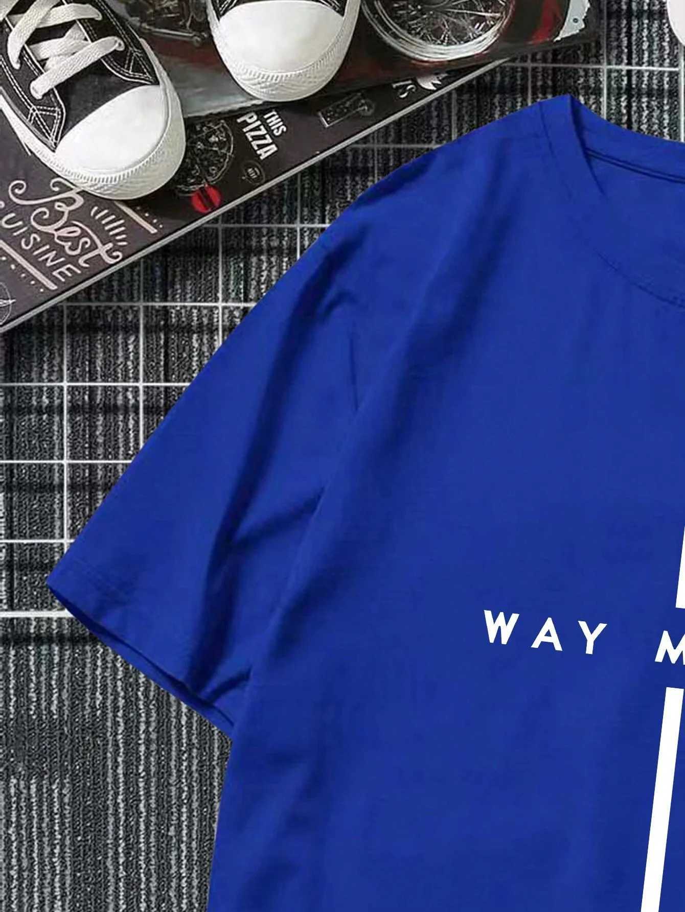 Mens 100% cotton summer loose size Fashionable WAY MAKER print slim fit casual sports round neck short sleeved T-shirt topXJ250117
