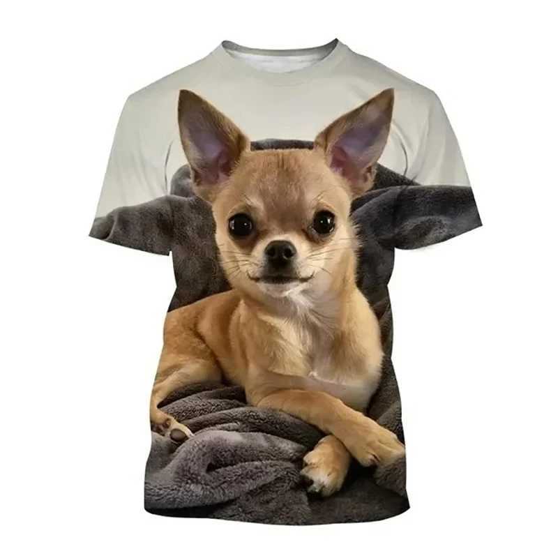 New Chihuahua Dog T-Shirts Cute Animal 3D Print Mens Woman Casual Short Sleeve T Shirt Oversized Harajuku Top Tees Man ClothingXJ250117