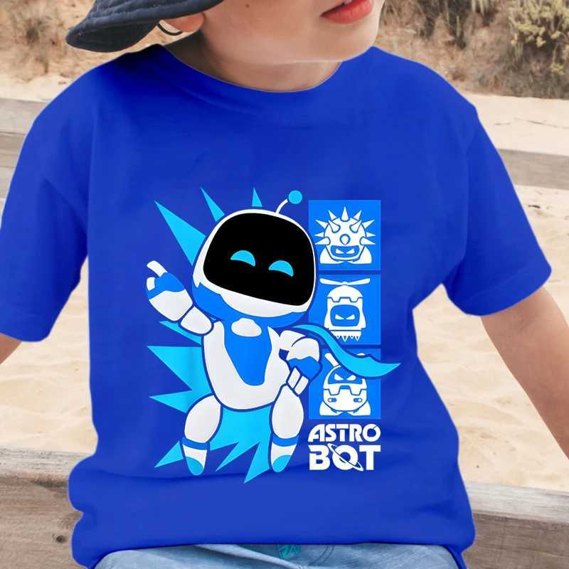 New Astro Bot T-shirt Kids Cute Cartoon Figure Graphic T Shirt Boys Girls Casual Short Sleeve Tops Creative Robot Fashion Shirt M250116
