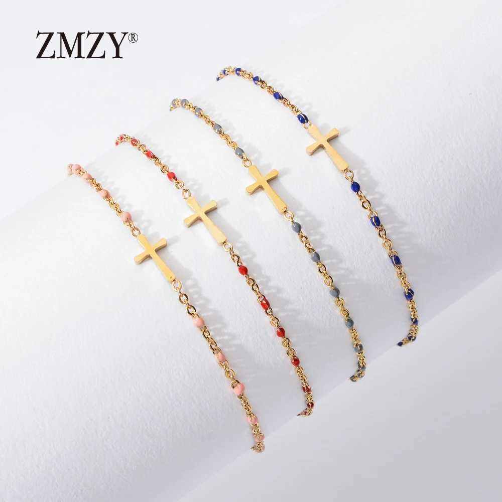 ZMZY Bohemian Thin Fashion Chain Jesus Christian Stainless Steel Bracelet Womens Gold Charm Cross Bracelet Womens Jewelry W250121