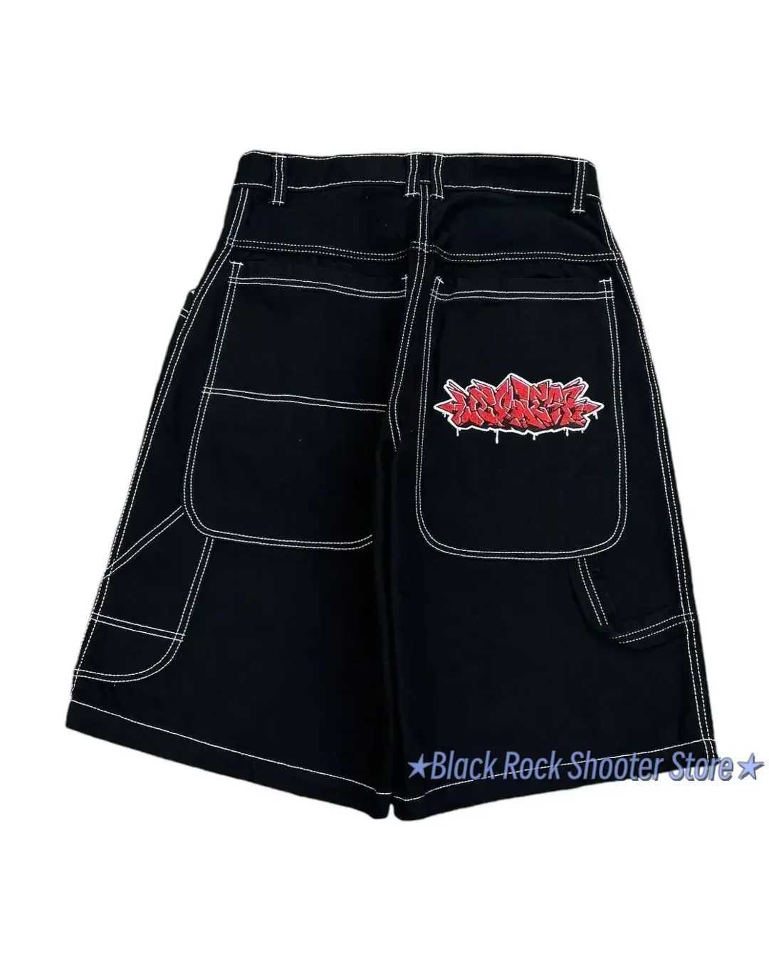 Hip Hop Wexwear Letter Embroidery Graphic Shorts Harajuku Streetwear Y2k Black Jeans Denim Baggy Gym Skate Shorts Men ClothingXJ250117