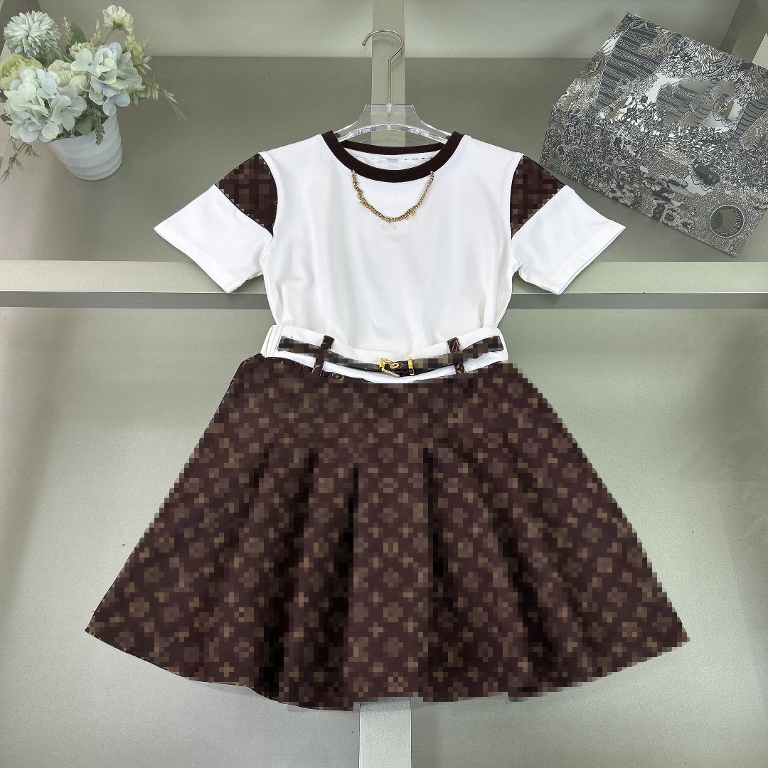 Boy kids clothes Set girl Kids Designer Clothes Baby Toddler Sets Boys Clothing skirt Shirt Set Children Tracksuit Full Letter Summer Outfit Kid Top Tees 110cm-160cm