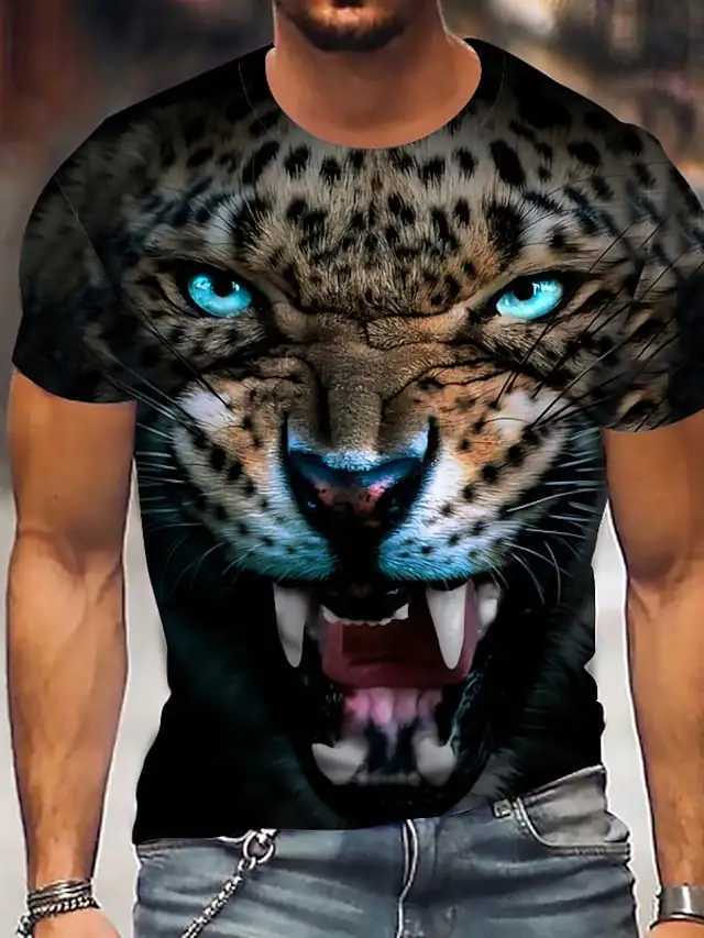 3D Tiger/lion T Shirt Men Women 2023 Summer Fashion Short Sleeve Printed Animal T-Shirt Cool Tops TeesXJ250117