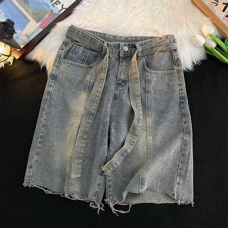 Men Casual Shorts Denim Trousers American Summer Streetwear Vintage Washed Teens Hip Hop Y2k Clothes Fashion Zipper All-matchXJ250117
