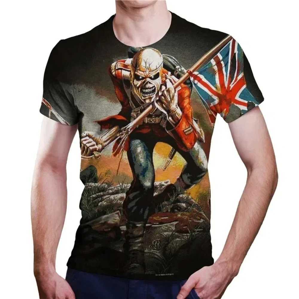 2024 New Mens Heavy Metal Rock 3D Printed T-shirt Summer Casual Fashion Street Hip Hop Oversized Short Sleeve ShirtXJ250117