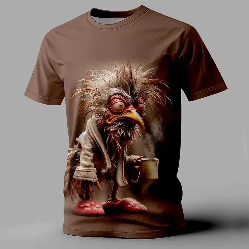 Funny Mens T Shirt Animal Chicken Print Summer Casual Short Sleeve Tee Street Fashion O-Neck Pullover Mens Oversized ClothingXJ250117