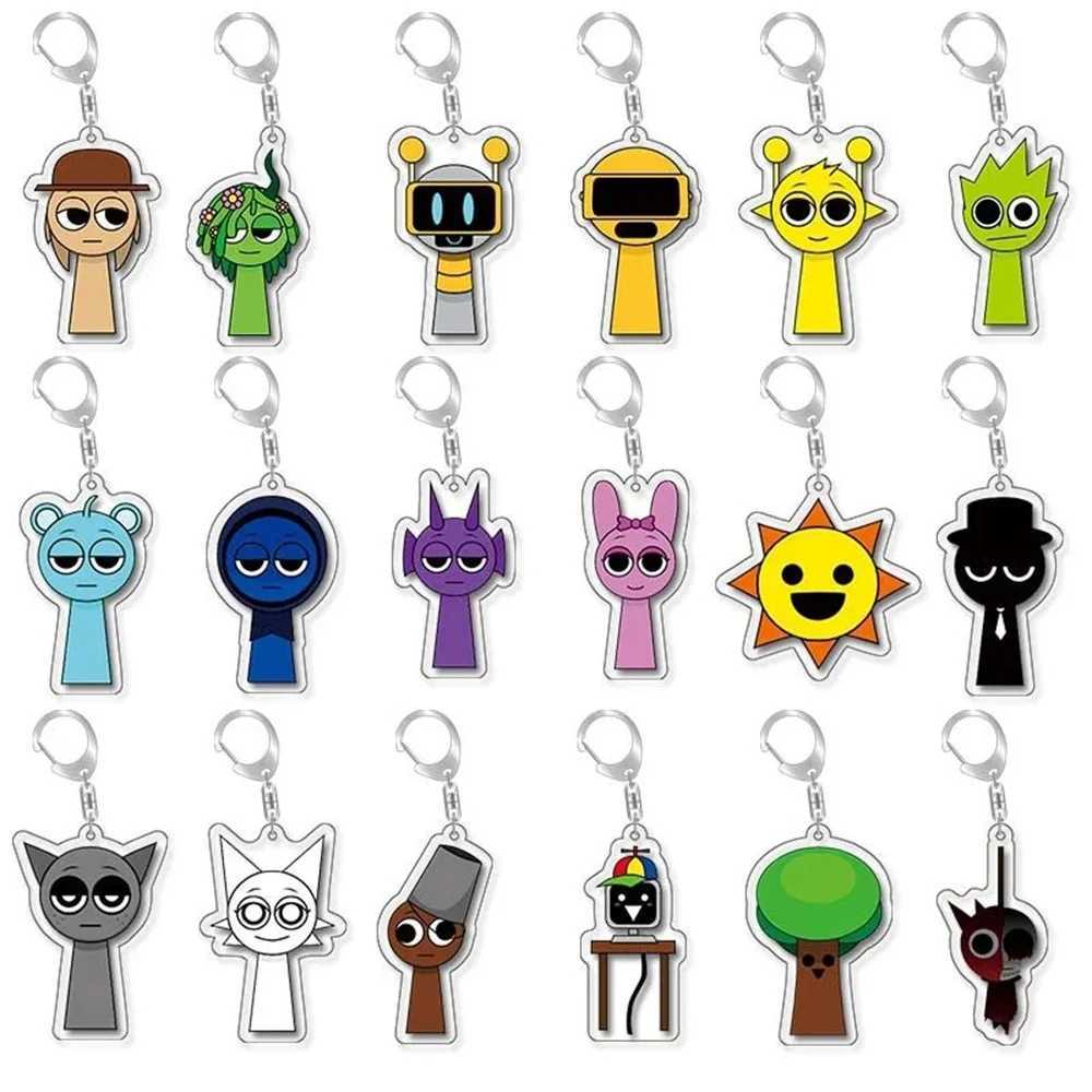 Acrylic Sprunki Keychain For Accories Sprunki Oren Rad Gray Brud Vineria Pendant Keyring Key chain Jewelry Fans GiftsXJ250116