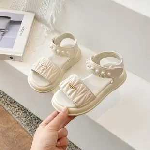 Sandals 2024 Summer New Childrens Fashion Sandals Korean Version of Girls Sequin Princess Girls Open-toe Soft-soled ShoesY2501161J3F
