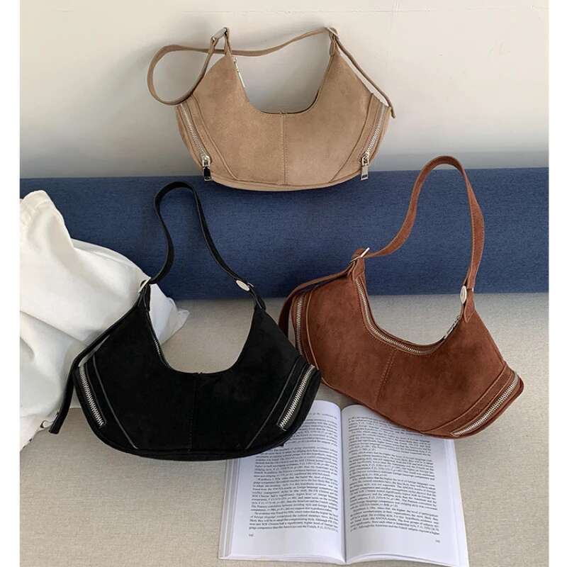 LEFTSIDE Women New Small Faux Suede Soft Handbags And Purses Vintage 2024 Winter Fashion Crossbody Lady Shoulder Bag