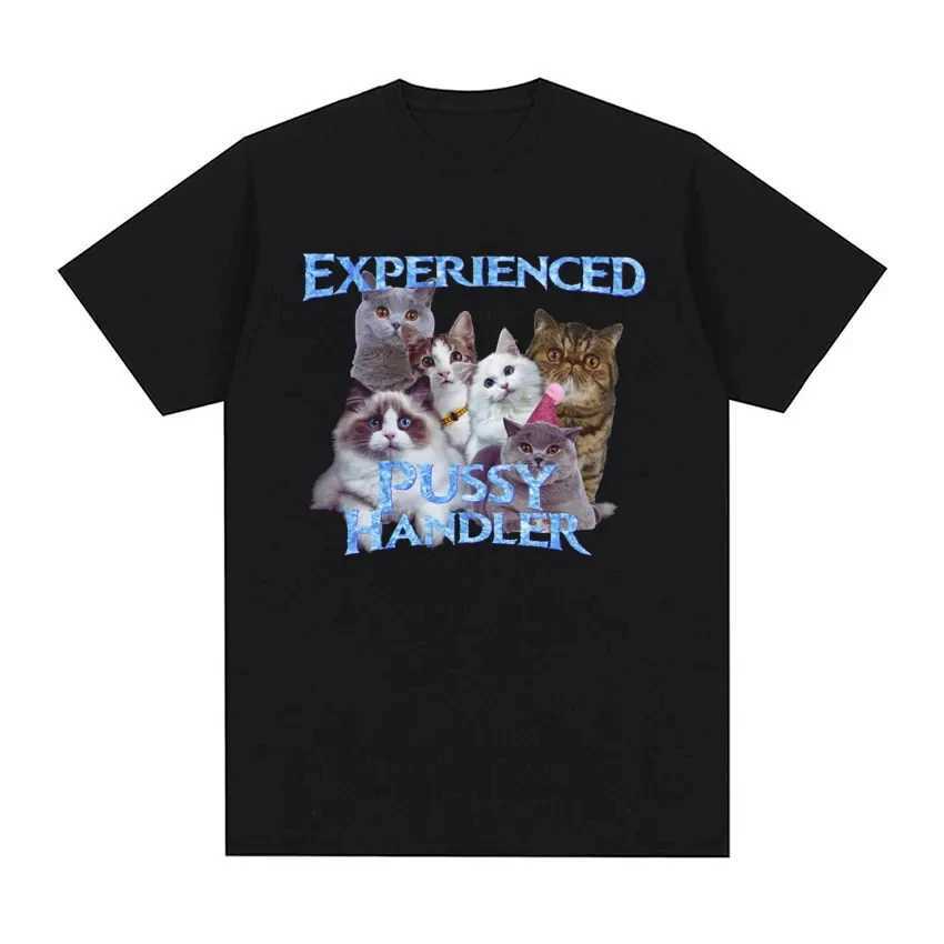 I Eat Cement Cursed Cat Funny Meme T Shirt For Men Women Fashion Casual Short Sleeve Male Oversized Polyester T-shirt TopsXJ250117