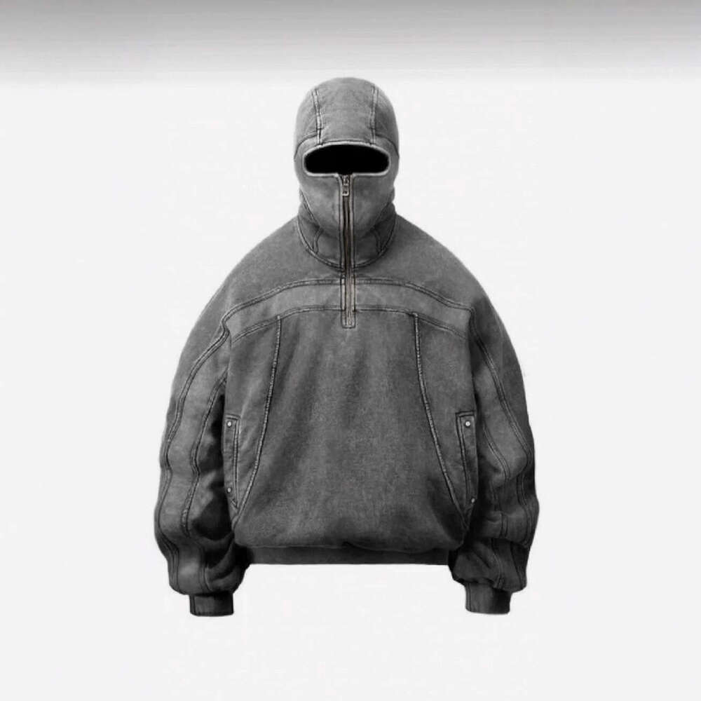 New Shoulder Ninja Full Face Zipper with Eye Hole Hoodie Long Sleeve Men's Style