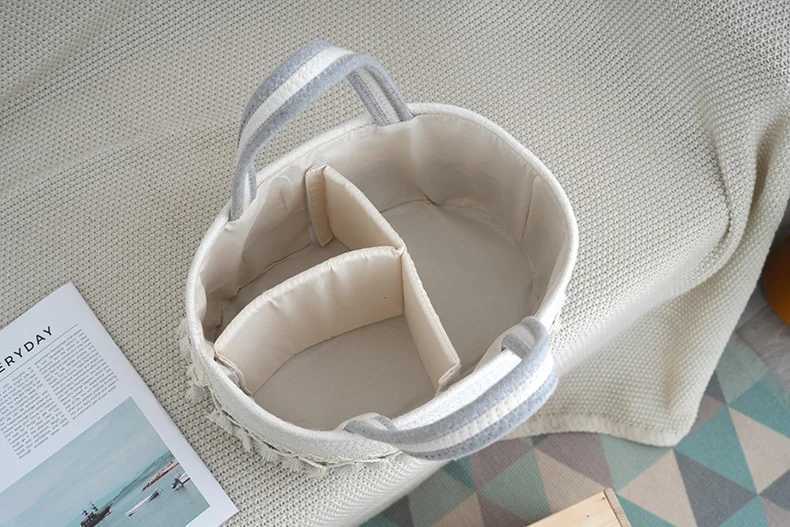 Fashion Multifunctional Cotton Rope Diaper Caddy Bag Baby Feeding Bottle Toy Diaper Organizer Storage Basket Bags in Home CarXJ250117