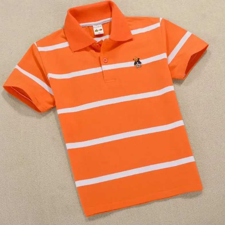 New Summer Teen Boys 3-14Yrs Polo Shirt Kids Clothes Boys 8 To 12 Short Sleeve Striped Cotton T-shirt Children Teenager Girls To M250116