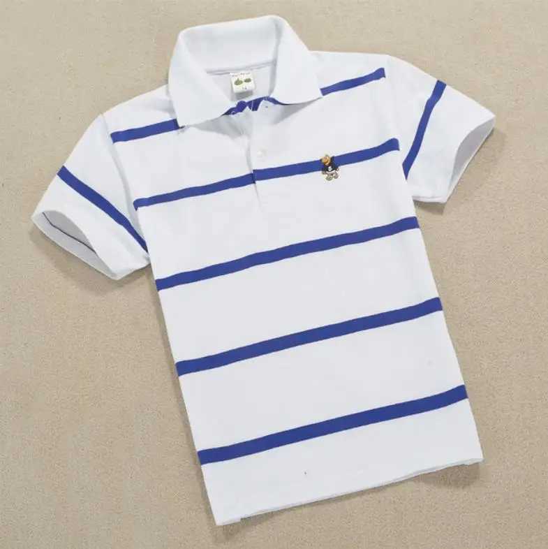 New Summer Teen Boys 3-14Yrs Polo Shirt Kids Clothes Boys 8 To 12 Short Sleeve Striped Cotton T-shirt Children Teenager Girls To M250116