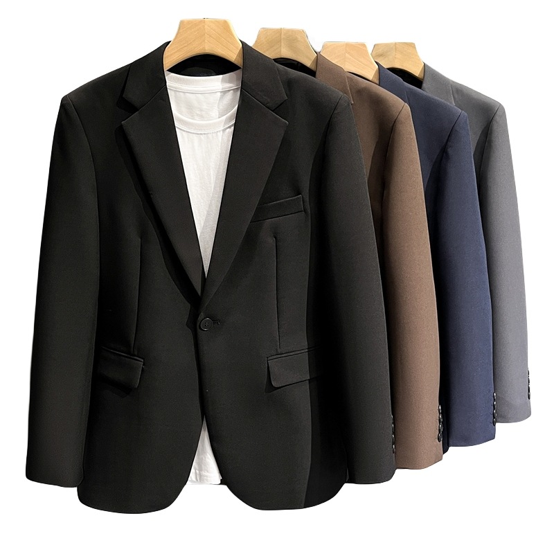 X121Stylish Men's Student Slim Fit Casual Suit - Long Sleeve Business Jacket for Young Professionals