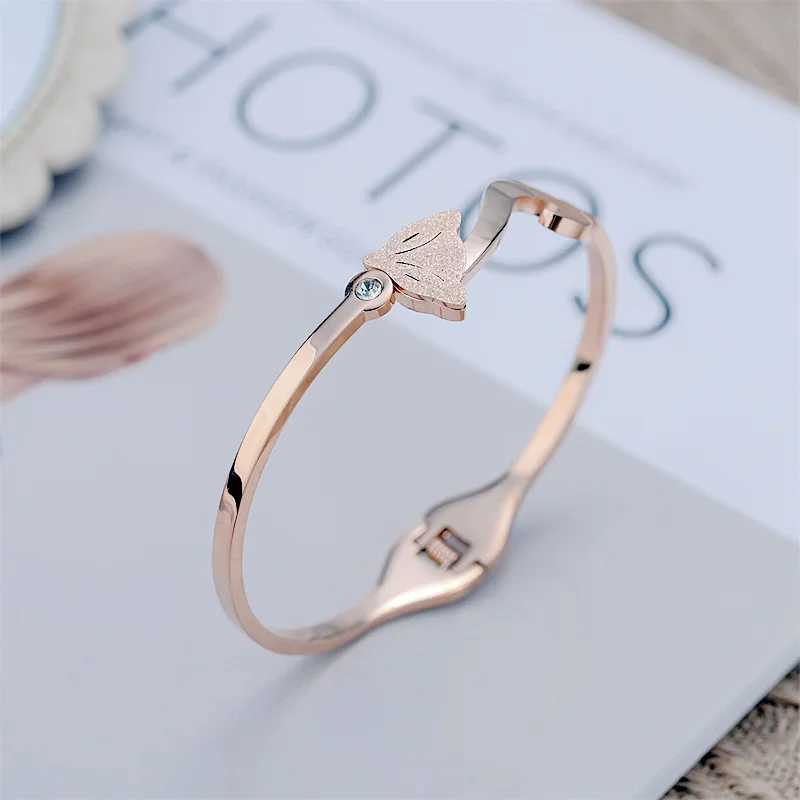 HNSP Stainl Steel Bangle Bracelet For Women Hand Jewelry Accories Rose Gold Silver ColorXJ250117