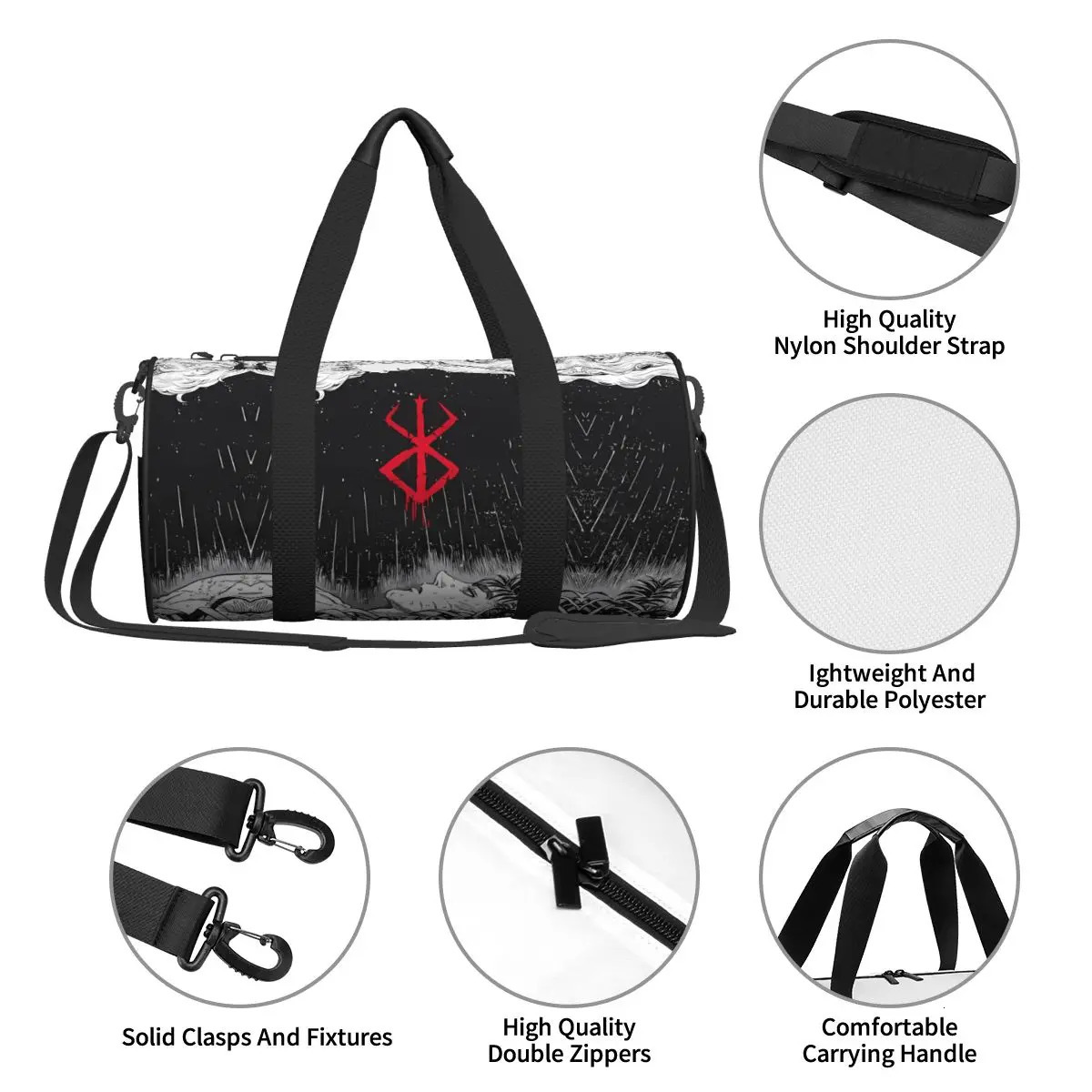 Japan Anime Bereserk Gym Bag Fashion Street Waterproof Sports Bags Large Capacity Travel Handbag Novelty Fitness For Couple 250114