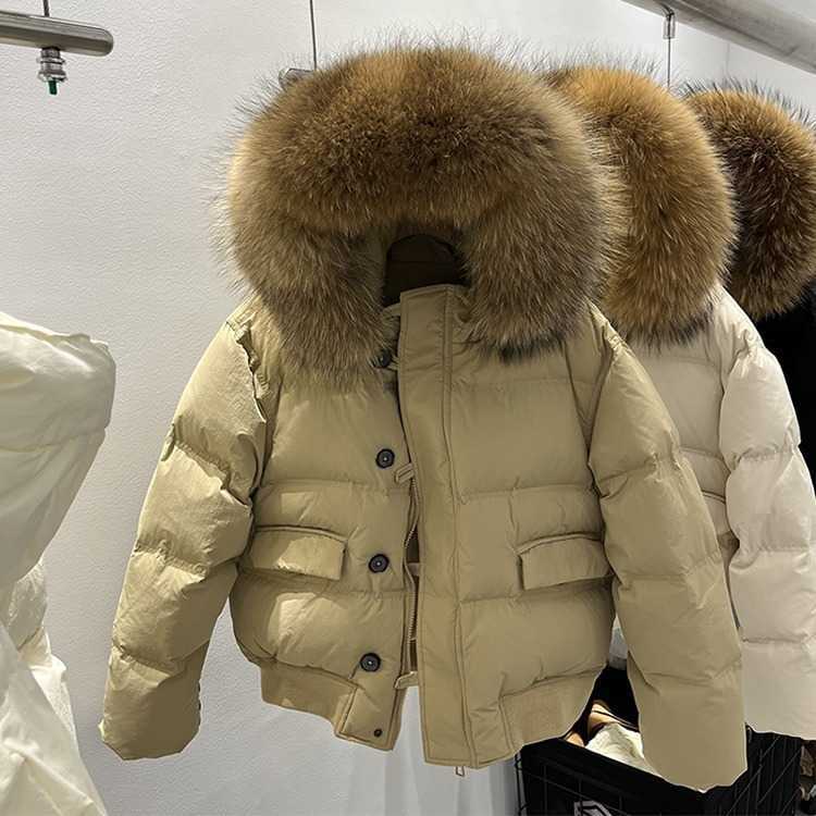 Korean Version Autumn and Winter Big Fur Collar Down Jacket for Women Short Style Loose and Thick Small Jacket Trendy Women Jackets Coat Woman Fur 241