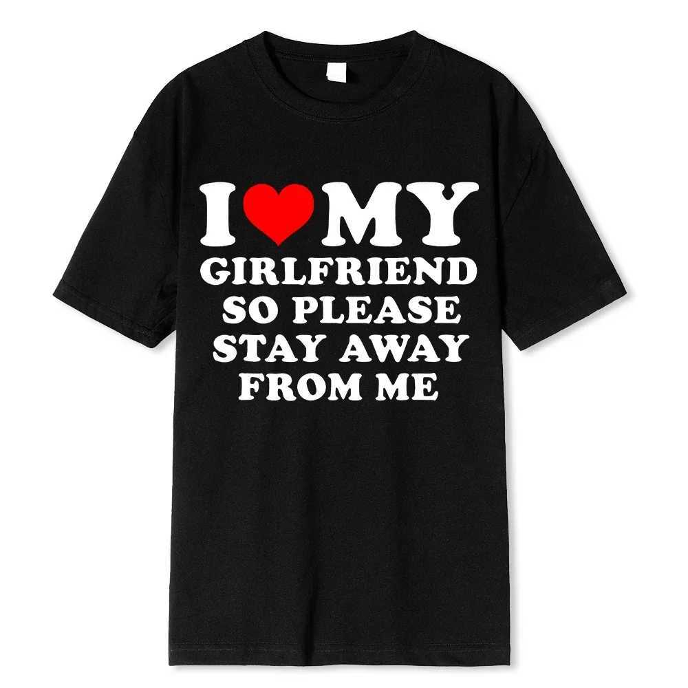 I Love My Girlfriend T Shirt Men Gift Valentines Day I Love My Boyfriend Clothes Funny Street Tee Tops Cotton Girls T-ShirtsXJ250117