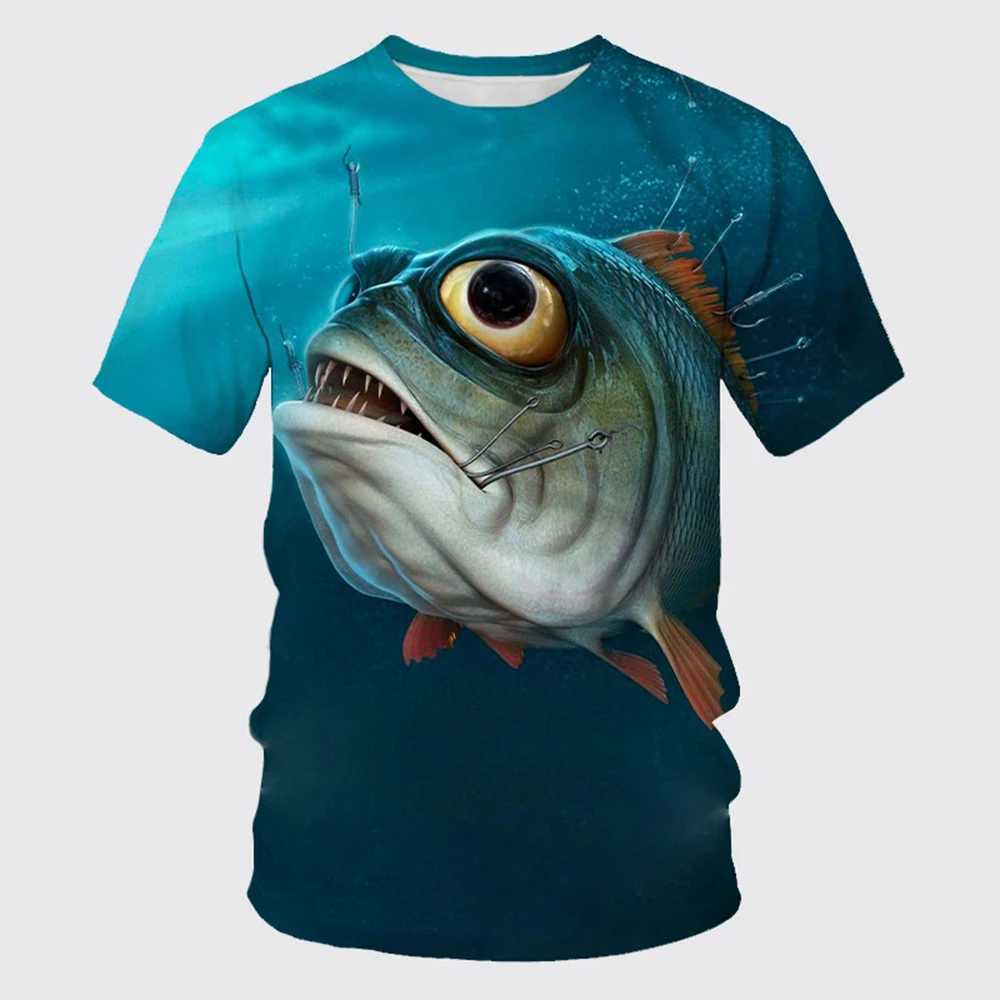 Summer Fishing Enthusiasts Print Summer Mens O-Neck T-shirt Casual Short Sleeve Oversized Pullover Fashion Trend Men ClothingXJ250117