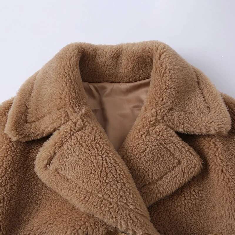2024 Teddy Vest Lady Fashion Winter Wool Short Coat Leather Belt Women's Waistcoat Streetwear Gilet