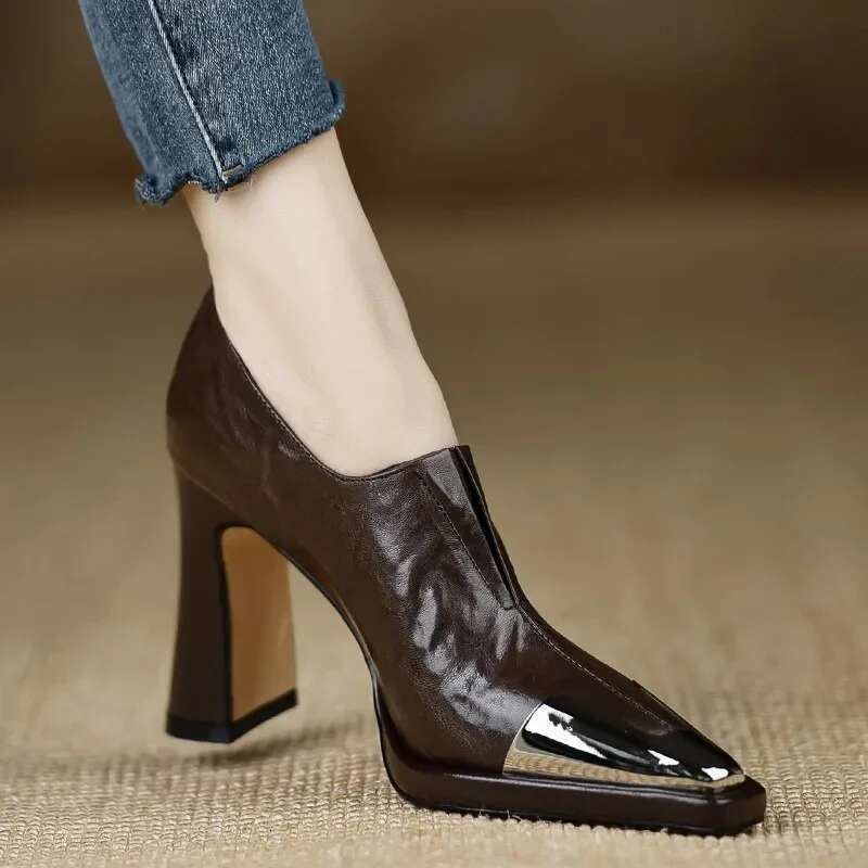 Women High Heel Loafers Pointed Toe Sexy Shoes Retro Fad Designer New Brand Sandals Hot Sale atillas De Mujer