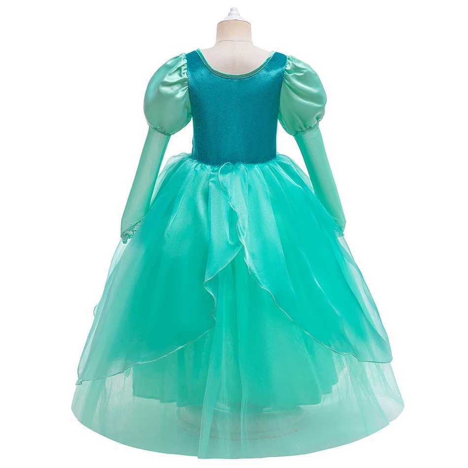 Little Mermaid Green Princess Dress Kids Stage Performance Costume Children Princess Mesh Tutu Ball Gown Christmas GiftXJ250117