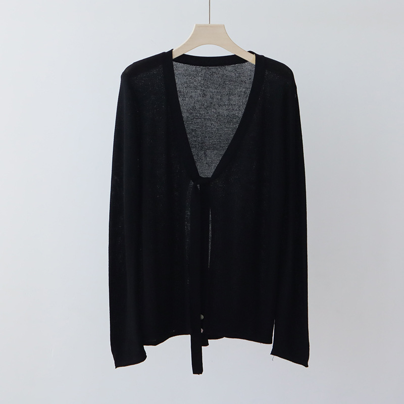 CRYJ1 Spring Collection for Her: -Silk Knit Sweater Jacket with Camisole Skirt - Elegant Lace-Up Top