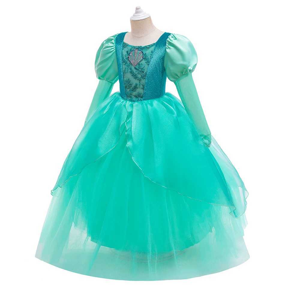 Little Mermaid Green Princess Dress Kids Stage Performance Costume Children Princess Mesh Tutu Ball Gown Christmas GiftXJ250117
