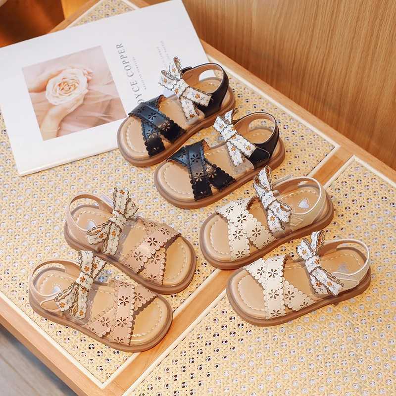 Sandals Toddler Girls Summer Sandals Children Hollow Princess Sandals with Butterfly-knot Infant Kids Cross Beach Shoes Soft BottomY250116RJBX