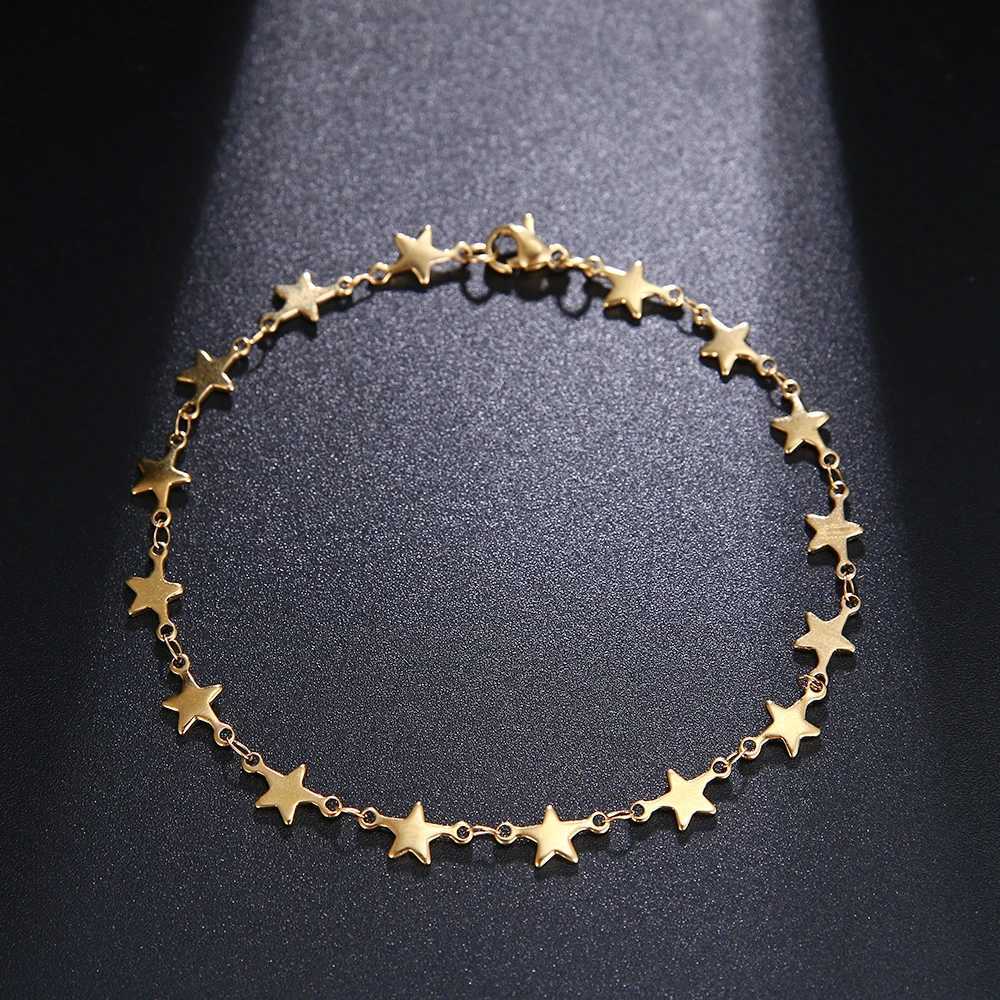 Stainless Steel Chain Bracelets For Man Women Gold Silver Color For Pendant Pentagram Donot Fade JewelryXJ250225