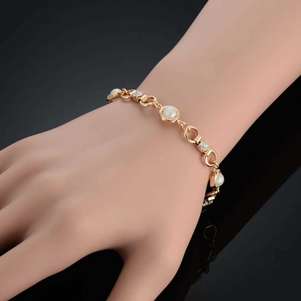 Cubic Zirconia Crystal Chain Bead Rhinestone Charm Bracelet for Women Ladies Gold Silver Color Bangle Jewelry AccorieXJ250117