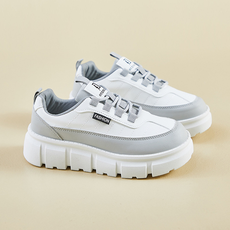 Women Casual Shoes Fashion Thick Sole Simple Design Versatile Triple Black Grey Khaki Free shipping