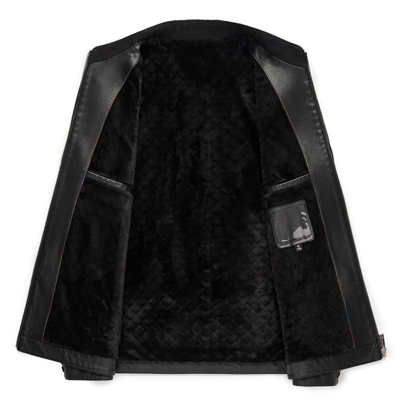 YN-2335 Spring and Autumn Mens Genuine Leather Polo Mock Neck Jacket Fashion Slim Sheepskin Coat Black Grey Husband Gift Youth 250114