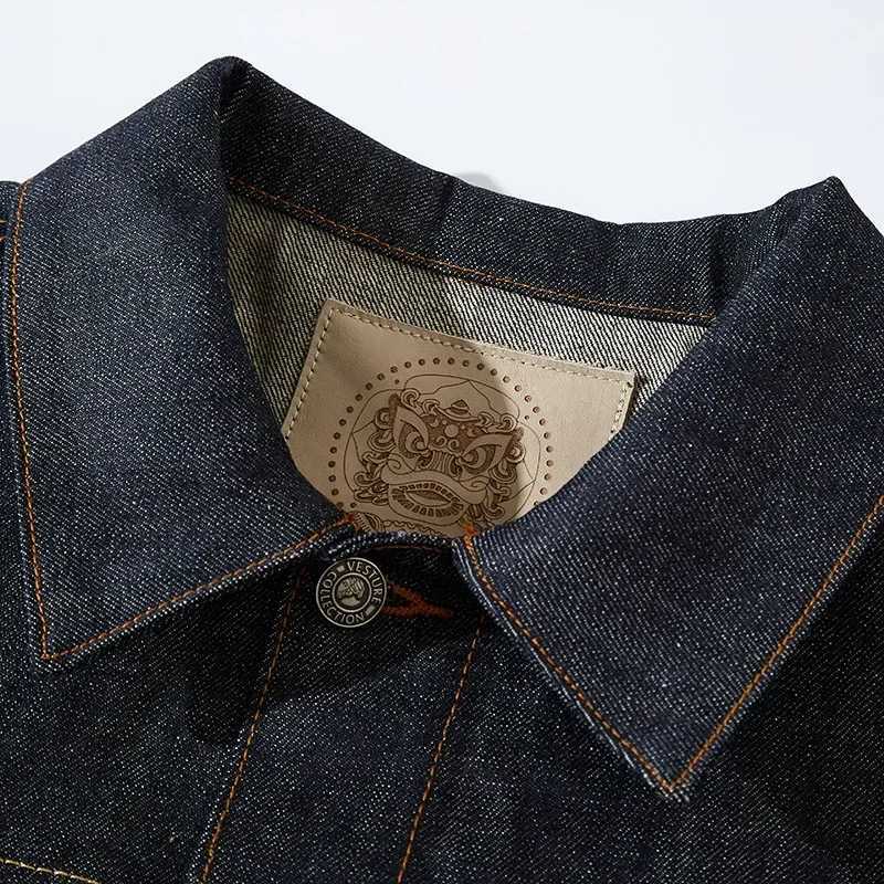 Mens Denim Jacket Japanese Retro Work Clothes Mens Jacket Long Sleeve Lapel Single Breasted Casual Outerwear Coats Cardigan Tops W250116