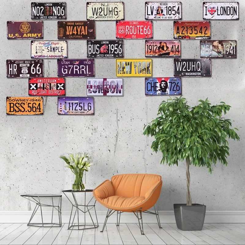 Vintage Route 66 Car Number License Plate Plaque Metal Tin Sign Poster For Workshop Bar Club Man Cave Garage Wall Home DecorXJ250116
