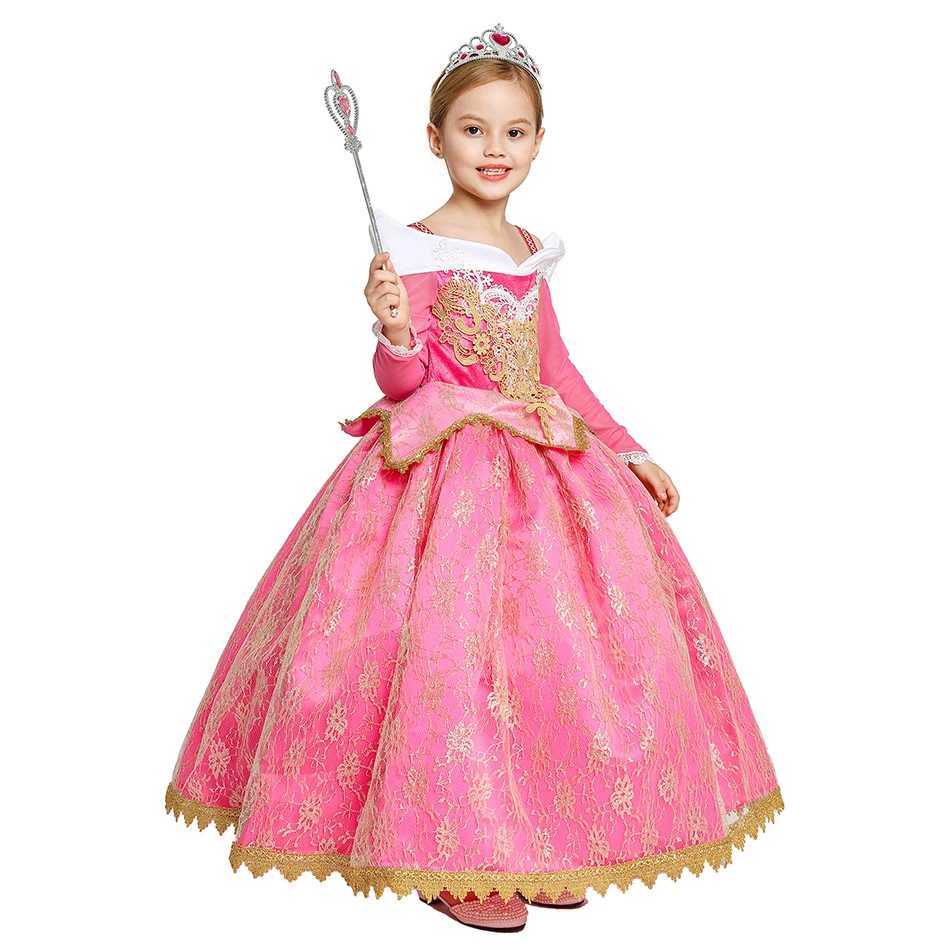 Girls Sleeping Beau Aurora Cosplay Princess Dress Kids Rapunzel Elsa Cinderella Costume Par Clothing 2-10Years Z250117