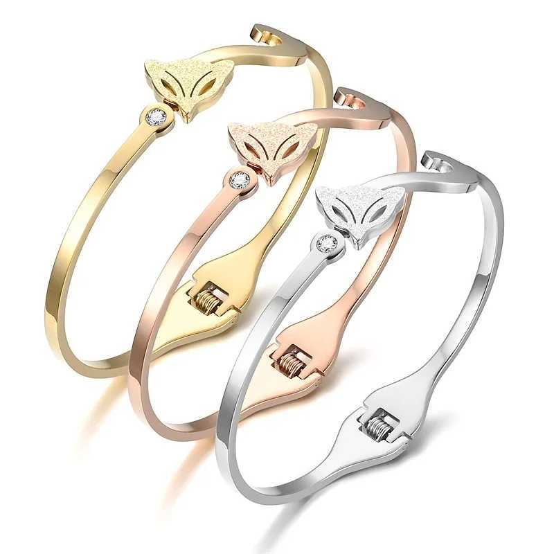HNSP Stainl Steel Bangle Bracelet For Women Hand Jewelry Accories Rose Gold Silver ColorXJ250117