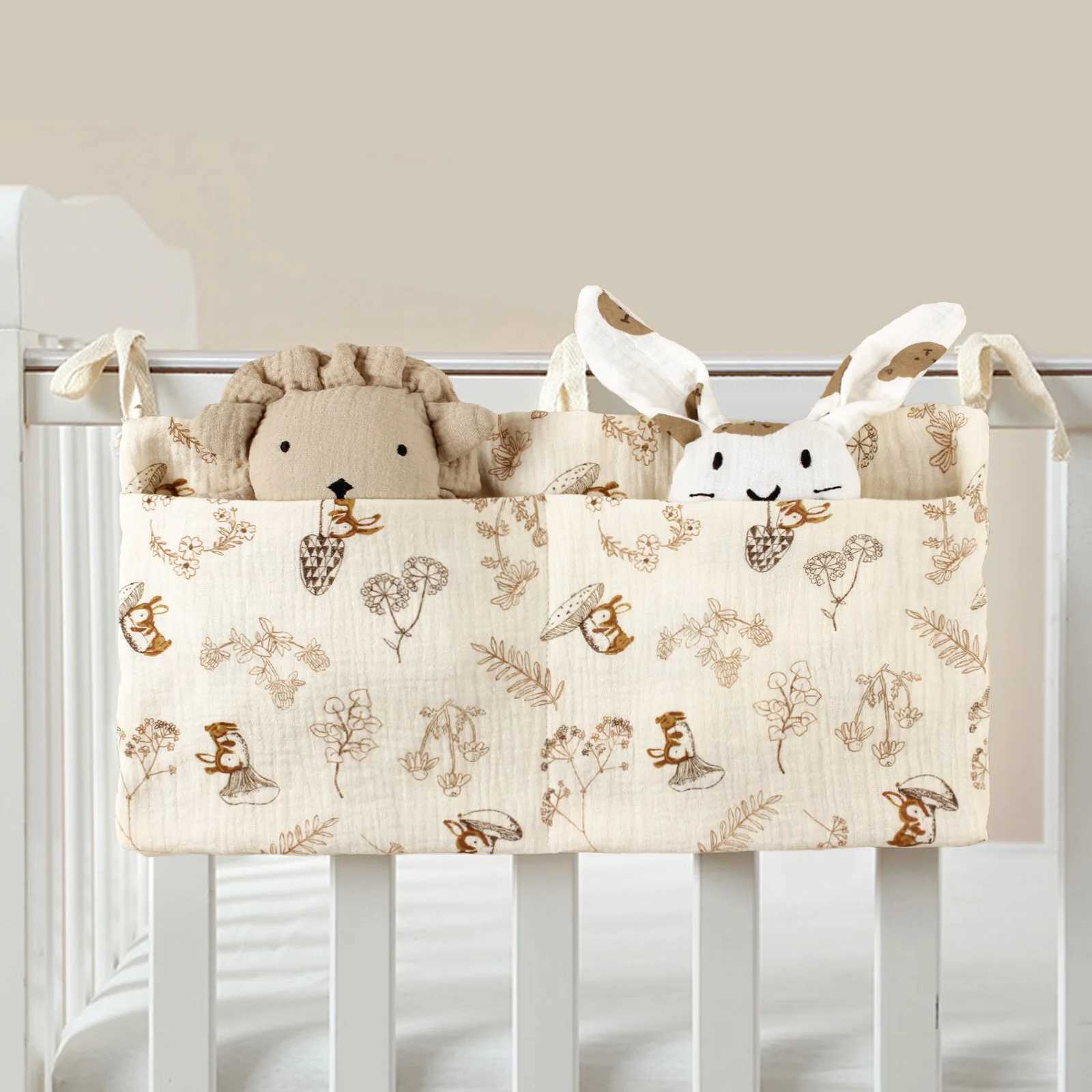 Baby bedside dual-pocket storage bag Portable diaper storage bag Newborn bedside multi-functional storage bag cuteXJ250117