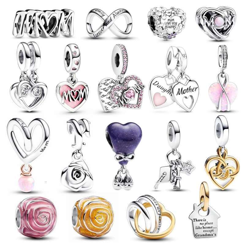 2025 New Charms beads Two Color Bag Heart Blooming Rose Color Change Heart Dangle girl Charm Fit Women S925 Bracelet DIY Gift Wholesale