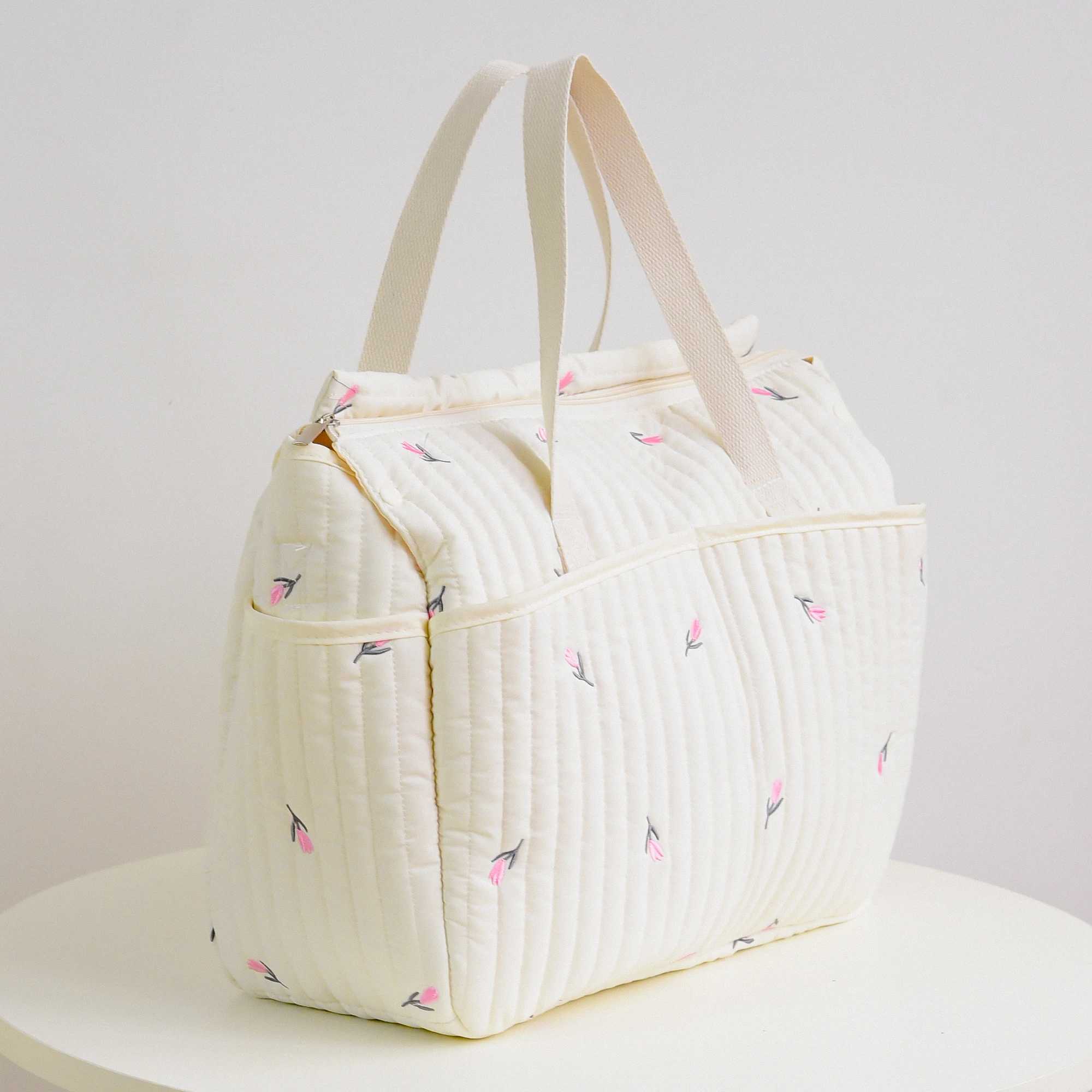 Bear Embroidered Tail Zipper Mother and Baby Bag Large Capaci Multifunctional Bag Lightweight Portable Mommy Bag for OutingsXJ250117
