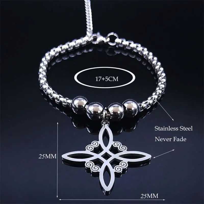 Wicca Celtic Knot Stainl Steel Bracelet Women/Men Silver Color Witch Geometric Irish Knots Bracelets Jewelry pulseras B7053S0XJ250117