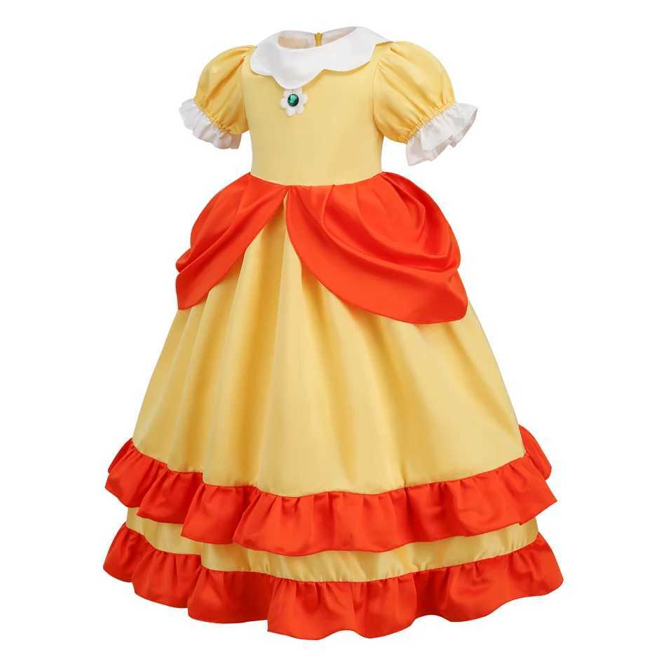 Game Princess Daisy Cosplay Costume Girls Cute Lolita LED Light Flashing Dress Fancy Halloween Carnival Wig Uniforms Clothing 6XJ250117
