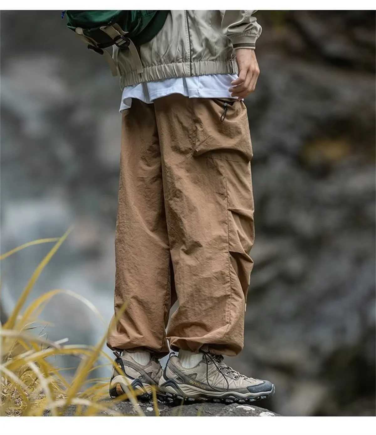 Mens Spring and Autumn New Waterproof Hip Hop Mountainring Pants Casual Harajuku Work Pants Black Cargo Outwear Pants Y250115