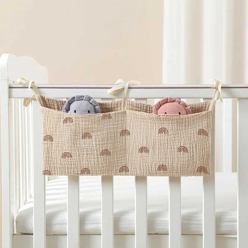 Baby Bedside Storage Bag Baby Crib Organizer Hanging Bag for Baby Multi-Purpose Newborn Bed Hanging Diaper Toy TissueXJ250117