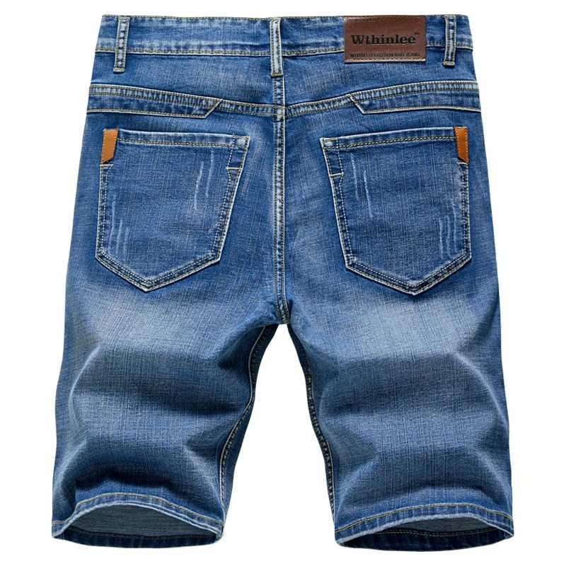 Summer shorts mens denim pants stretchy dark blue fashion design mens jeans ultra-thin straight mens shorts W250319