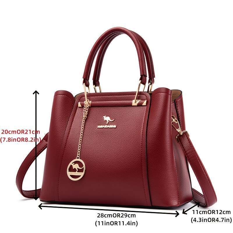 Elegant large capacity women's artificial leather bag - multifunctional handbag with detachable shoulder strap, zipper closure, polyester lining,