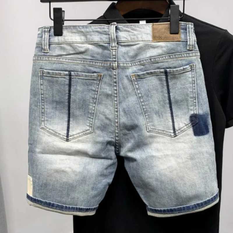 Straight Male Denim Shorts Ripped Jorts Distressed Retro Baggy Mens Short Jeans Pants Fitted Designer Y2k With Vintage XlXJ250117