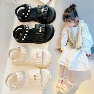 Sandals 2024 Summer New Childrens Fashion Sandals Korean Version of Girls Sequin Princess Girls Open-toe Soft-soled ShoesY2501161J3F