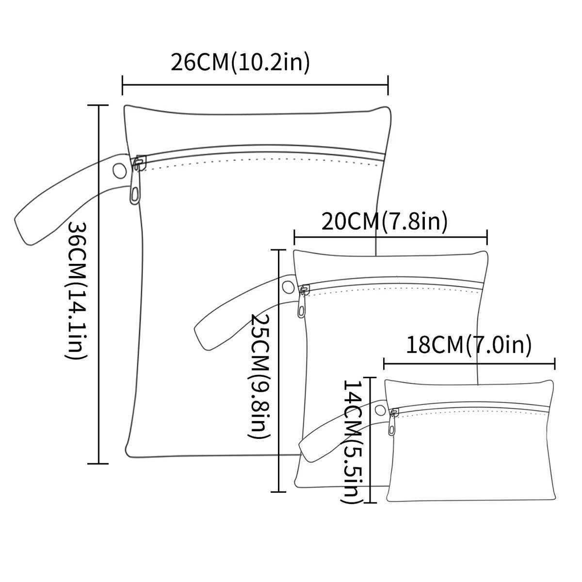 3PCS Recycled Fabric Waterproof Wet Dry Bag Portable Diaper Bag Sanitary Storage BagXJ250117